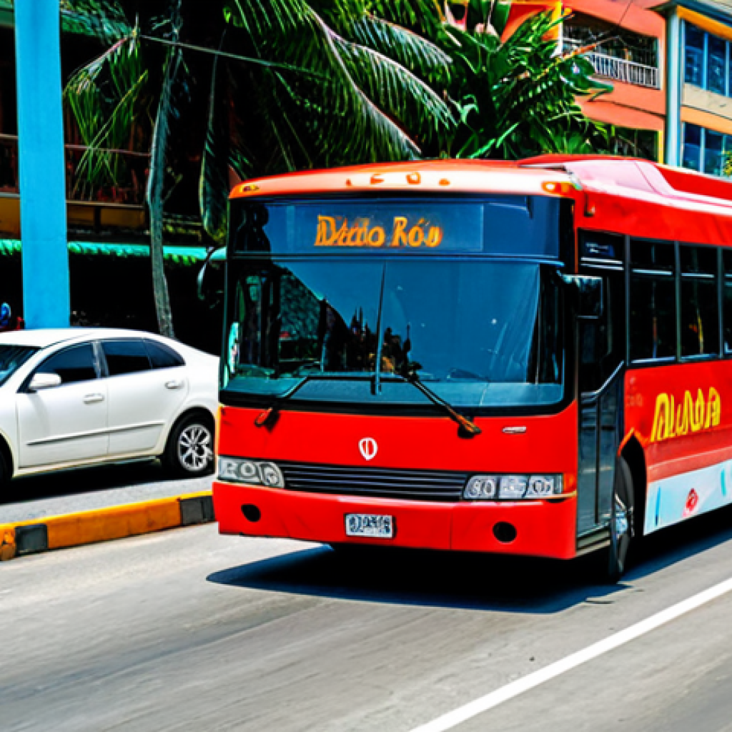 파나마와 멕시코 문화 차이 - Panama - "Diablo Rojo" Bus**
A vibrantly painted "Diablo Rojo" bus driving through a busy Panama Ci...