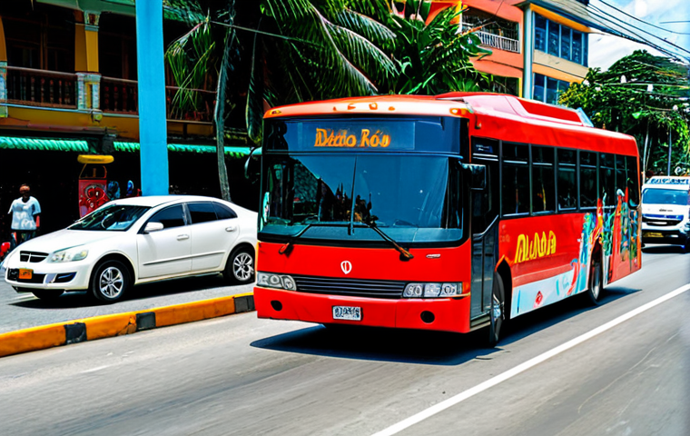 파나마와 멕시코 문화 차이 - Panama - "Diablo Rojo" Bus**

A vibrantly painted "Diablo Rojo" bus driving through a busy Panama Ci...