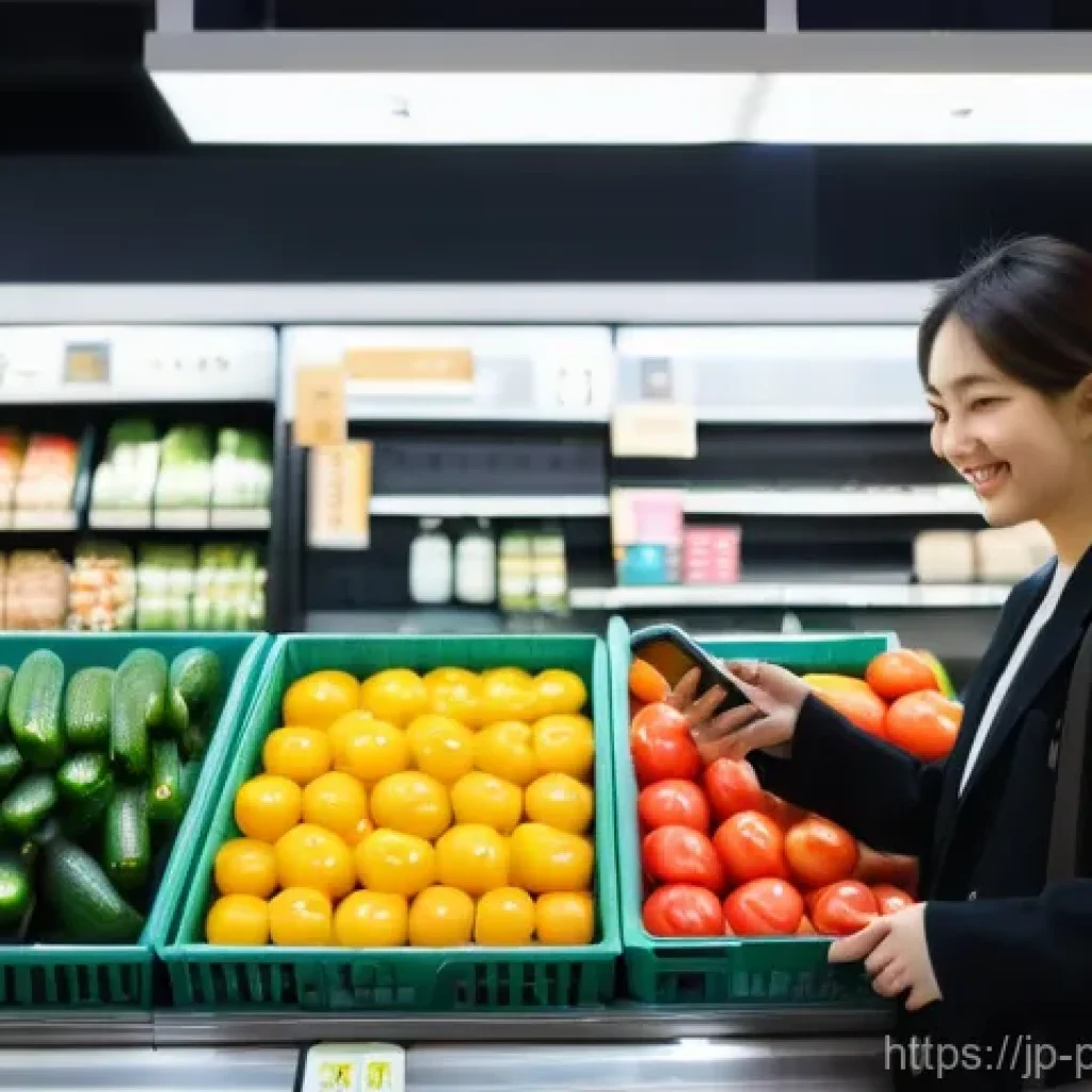 현지 마트 및 쇼핑몰 정보 - **Seasonal Supermarket Exploration**
"A vibrant, well-organized Japanese supermarket aisle durin...