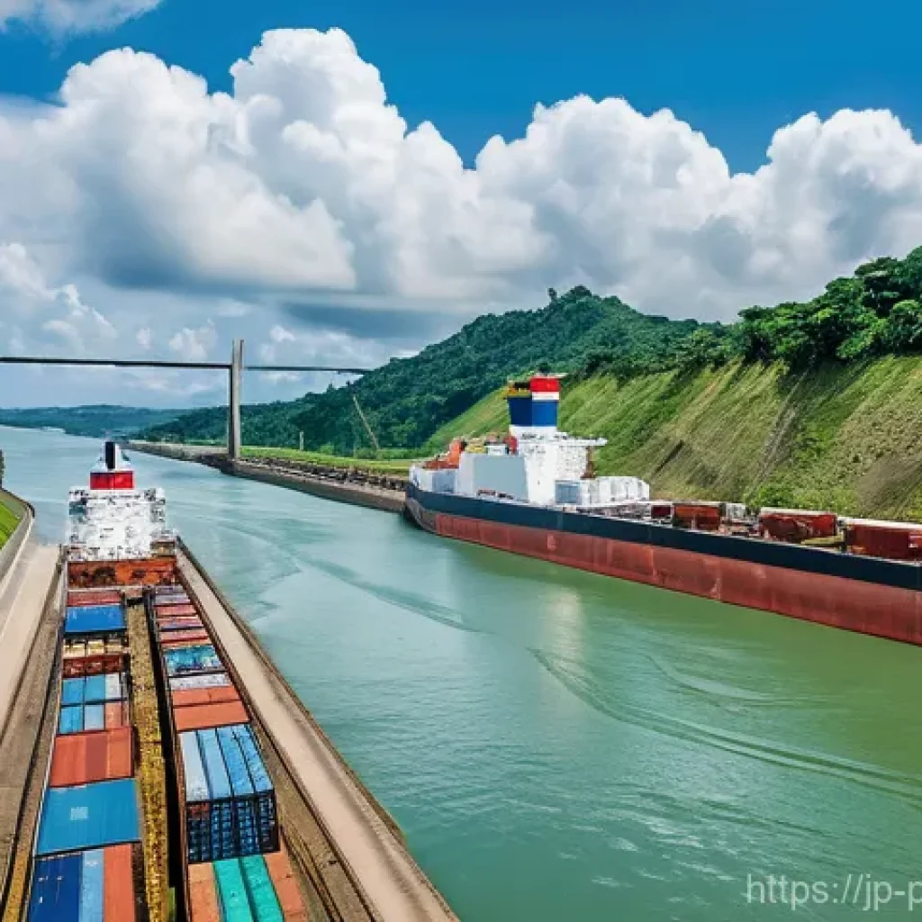 파나마의 워터파크 및 가족 여행지 - **Panama Canal Adventure: Family Marveling at the Locks**
A vibrant, eye-level shot captures a d...