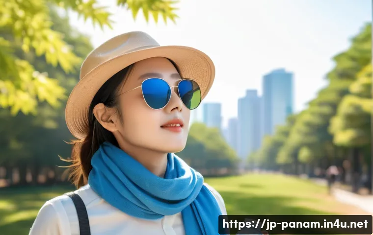 건기와 우기 여행 팁 - A stylish traveler wearing lightweight, breathable long-sleeve shirt and wide-brimmed hat with UV pr...