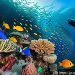 코이바 섬 다이빙 - A vibrant underwater scene near Coiba Island showcasing colorful tropical fish like damselfish and c...